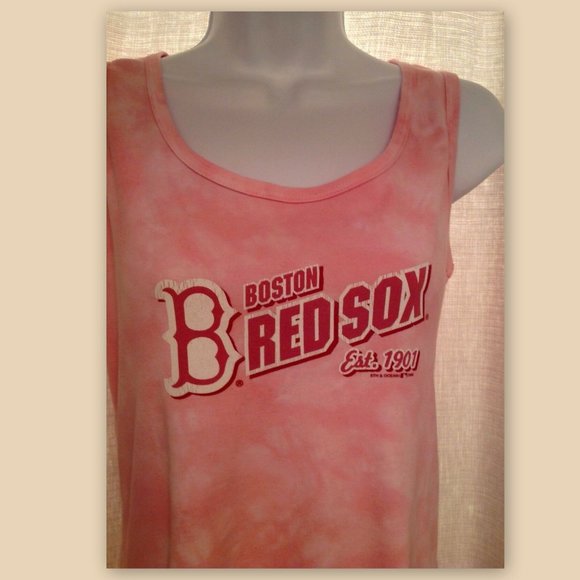5th & OCEAN Size Medium *Boston Red Sox* Pink Tie Dye Sleeveless Tank Tee MLB - Picture 2 of 4